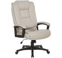 Office Star Products Bonded Leather Seat Adjustable Height Lumbar Support  Tilt Ergonomic High Back Chair in Taupe with Adjustable Arms EC5162-EC21