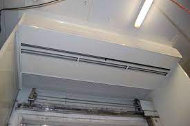 Electrically heated air curtains are used for areas that need supplemental heat in and around open doorways to prevent cold drafts from entering the building. Ceiling Mounted Air Curtain Triojet Airtecnics Industrial