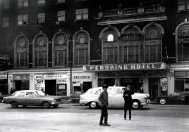 Pershing Hotel at 6412 South Cottage Grove Avenue, circa 1963. The Pershing had three music venues: a lounge, a ballroom and a street-level nightclub. The club was once known as Birdland until