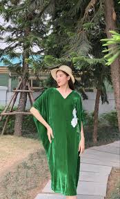 Váy suông nhung the tơ tằm thêu tay