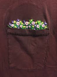 How to make embroidered patches. Floral Hand Embroidered Pocket Detail T Shirt Ribbon Embroidery Shirt Embroidery Embroidery On Clothes