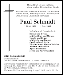 What is bruno schmidt up to? Traueranzeigen Von Paul Schmidt Rz Trauer De