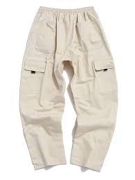 Black And Yellow Cargo Pants Letter Pattern Drawstring Elastic Waist Cargo Pants Beige Black In 2020 Pattern Drawstring Cargo Pants Casual Pants Style