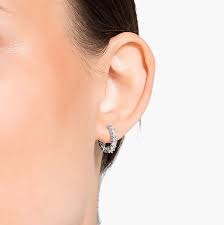 Vittore Mini Hoop Pierced Earrings White Rhodium Plated Thompson S Jewellers