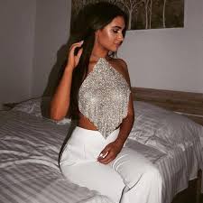 Silver Sparkle Halter Top Lux Noire Clothing In 2019