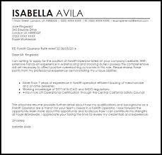 Forklift Operator Cover Letter Sample Cover Letter Templates Examples