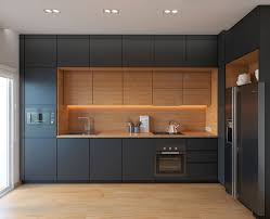When you open one corner door, the other on its side won't be accessible. Modern Kitchen Elevation Design