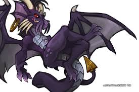 defiant drills, neopets, commentary, english commentary, 2018, darigan  neopet, dragon, draik, looking at viewer, no humans, purple theme, red  eyes, sharp teeth, simple background, teeth, tumblr username, white  background, wings 