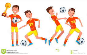 Football news, scores, results, fixtures and videos from the premier league, championship, european and world football from the bbc. Manlig Spelarevektor For Fotboll I Handling Modern Likformig Boll Kangor Illustration For Tecknad Filmtecken Vektor Illustrationer Illustration Av Actinium Activatoren 116078889