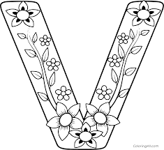 V coloring pages are a fun way for kids of all ages to develop creativity, focus, motor skills and color recognition. Beautiful Flowers Shaped Letter V Coloring Page Coloringall