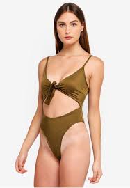 1.5m community reach • kuala lumpur, kuala lumpur, my. Olive Tie Front High Cut Cut Out Monokini