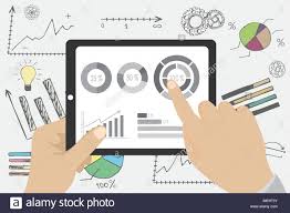 Businessman Hands Holding A Tablet With Financial Chart And