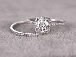 Moissanite Bridal Set Engagement Ring 14k 18k Rose Yellow White Gold Available Every Jew White Gold Engagement Rings Wedding Ring Sets Expensive Wedding Rings