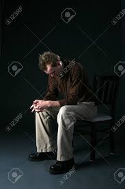 Business man sitting in chair and working on laptop with thinking bubble. Solitary Man Sitting On Chair With Head Down As If Sad Or Depressed Stock Photo Picture And Royalty Free Image Image 3642554