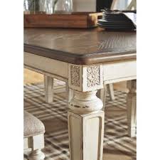 Realyn Rectangular Dining Room Extension Table Chipped White Signature Design By Ashley Ladder Back Dining Chairs Dining Room Design Dining