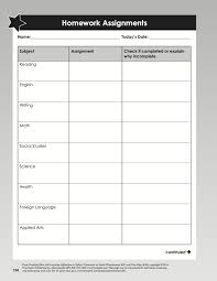 Free Downloadable Worksheet Homework Assignments Chart From