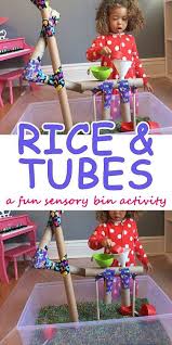 Tubes Rainbow Rice Sensory Bin Happy Toddler Playtime Toddler Learning Activities Nursery Activities Toddler Learning