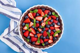 Healthy No Bake Chocolate And Mixed Berry Tart Recipe Kayla Itsines Healthy Baking Almond Recipes Healthy Banana Muffins