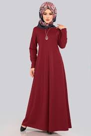 Modaselvim Elbise Kolyeli Boydan Tesettur Elbise Edf4107 Bordo Fashion Head Scarf Hijab