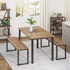 (0.0) out of 5 stars. Homury 3 Piece Dining Table Set Breakfast Nook Dining Table With Two Benches Industrial Brown In Dubai Uae Whizz Table Chair Sets
