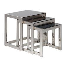 Set De 3 Tables Gigognes En Verre Tremple Noir Et Inox 4 Niveaux Glossy Tables Gigognes Table Et Gigogne