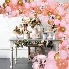 Add to favorites one rose gold and ivory ombre glitter mason jar centerpiece, organizing jars, home decor, parties, and showers. Amazon Com Diy Balloon Garland Kit Balloon Arch Party Supplies Decorations 138pcs Pink Rose Gold Confetti Balloons Golden Ballons For Bridal Baby Shower Birthday Wedding Anniversary Graduation Party Toys