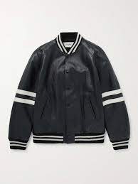Black Striped Leather Bomber Jacket Celine Homme Mr Porter