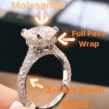 model sor 16834 moissanite center with a full pave diamond wrap and three sided band it s all in the details at laurenb pave band pave diamonds jewelry