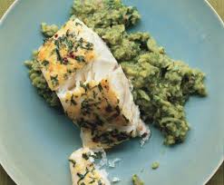 Halibut On Mashed Fava Beans With Mint Photo Hearty Spring Dishes Recipe Slideshow At Epicurious Com Recipes Fish Recipes Mint Recipes