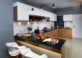 White tiled floor, kitchen, relaxation area and workplace. Dlife Home Interiors On Twitter Elegant Modular Kitchen Design With Integrated 2 Seater Breakfast Counter Https T Co S0ilpwjmja Interiordesign Homedecor Modularkitchen Https T Co Zdud02urvg