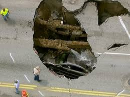 Sinkhole Swallows Car In Toledo Ohio