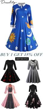 Free Shipping Over 39 Sun And Moon Print Flare Vintage Dress Dresslily Vintagedresses Retro Dress Girly Outfits Cute Dresses