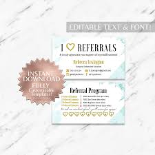 Mint Floral Rodan And Fields Referral Card Instant Download Template Card Templates Free Card Template Referral Cards