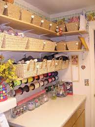 Plastic shoebins turned thrifty craft storage via the happy housie. A Nicely Organized Craft Room Using Baskets Recipe Hair Food Diy Craft Room Design Craft Room Organize Craft Supplies