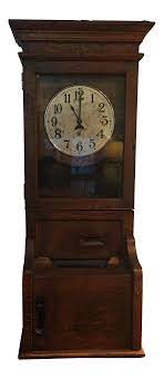 Antique Time Clock Punch Recorder Made Of Quartersawn Oak Clock Time Clock Antique Clocks