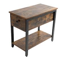 Small accent table skinny table side table narrow entry | etsy. Buy Jpntoye Narrow End Table 2 Tier Nightstand With Drawer Narrow Beside Table For Small Spaces Stable And Sturdy Construction Wood Look Accent Furniture With Metal Frame Rustic Brown Online In Indonesia B08d5zyz3t