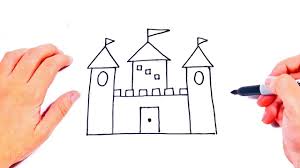 Give the children one felt marker only, a brown, blue, green, or purple so that it shows up on their paper. How To Draw A Casttle Step By Step Easy Drawings For Kids Youtube