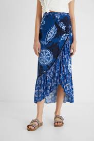 Conçu pour épouser la silhouette. Jupe Longue Volants Paisley Desigual Com