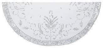 Silver Christmas Tree Skirt 48 Silver Hand Embroidered Treeskirt Traditional Christmas Tree Skirts By Kurt S Adler Inc Houzz