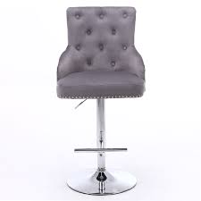 Having over 38,500 bar stools in stock at any one time, atlantic shopping is the uk's largest importer and retailer of designer bar stools, giving you a huge these stools are available in any quantity. Light Grey Velvet Adjustable Bar Stool Rocco Buyitdirect Ie
