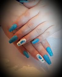 Baby Boy Blue Acrylic Nail Idea Baby Shower Nails Baby Shower Nails Boy Baby Nails