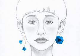 女性のイラストとレザーピアス ピアス アネモネ イヤリング