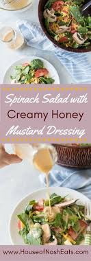 Spinach Bacon Egg Salad With Creamy Honey Mustard Dressing Is Perfect For A Lunch Or Light Dinn Honey Mustard Dressing Bacon Egg Salad Healthy Salad Recipes