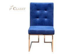 Fabric, foam, low emissions plywood e0 class, steel. High Quality Blue Velvet Dining Chair With Stainless Steel Base