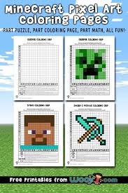 We have lots of great colouring pages for you to have fun practising english vocabulary. Minecraft Pixel Art Grid Coloring Pages Woo Jr Kids Activities