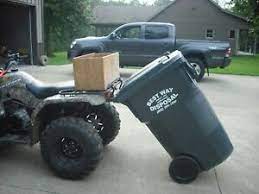 It will help you empty your trash into a dumpster or onto a trailer safer and easier than ever before. Trash Can Tow Hauler For Atv With 3 4 Inch Diameter Rear Rack Bar Ebay