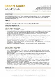 Download sample resume templates in pdf, word lab technician resume. Senior Lab Technician Resume Samples Qwikresume