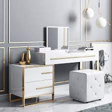 But, works just as well as a desk, a place to unload keys or mail in the entrance or to pile magazines behind the couch. White Makeup Vanity With Flip Top Mirror Side Cabinet Dressing Table With Drawers Gold Stainless Steel Dressing Room Decor Dressing Table With Drawers Modern Vanity Table