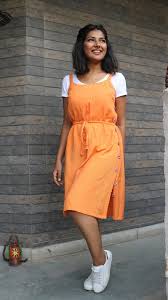 Dress For Women Orange Linen Dress Tunic Dress Made To Etsy Casual Frocks Frock For Women Frock For Teens