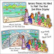 The israelites walked on the dry ground and crossed the river. Bible Crafts Moses Crosses The Red Sea